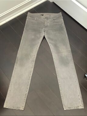 Dior Hedi Slimane Radioactive clawmark denim Slim Straight Jeans in Light Grey